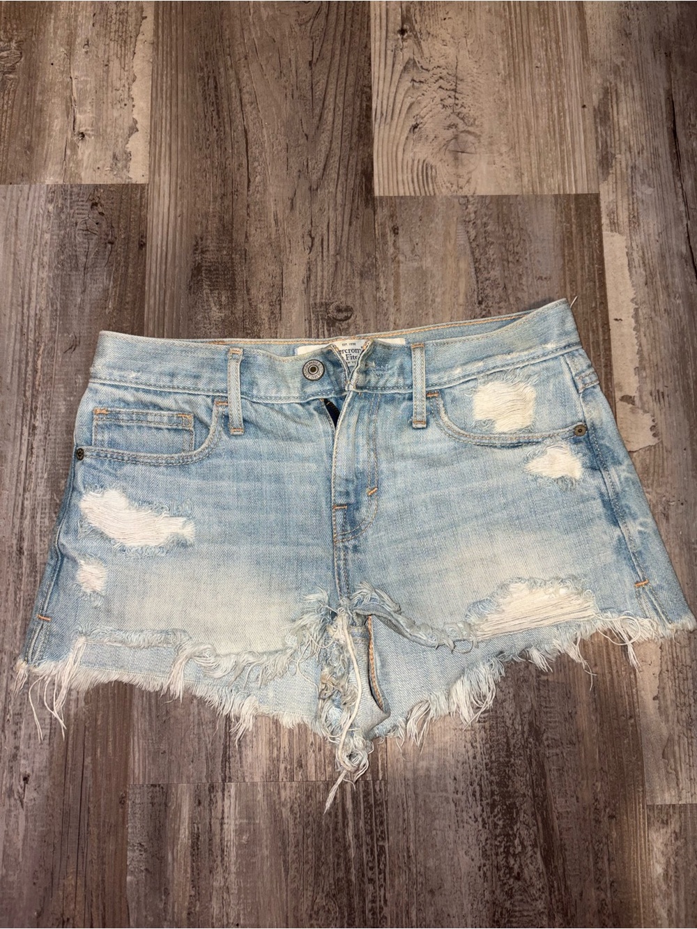 Abercrombie & Fitch Denim Shorts Womens 0 Distressed Cutoff Light Wash Mid W 25